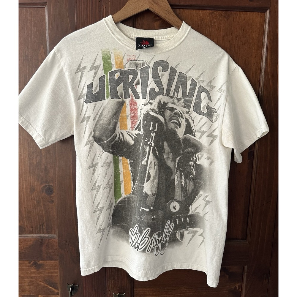 Zion Rootswear 2008 Bob Marley Shirt Uprising Men's Medium White READ